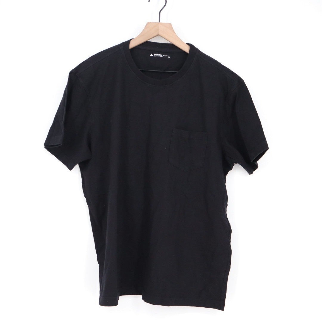 American Giant Mens Black Pocket Tee Crew Neck Short Sleeve Made in USA Size L