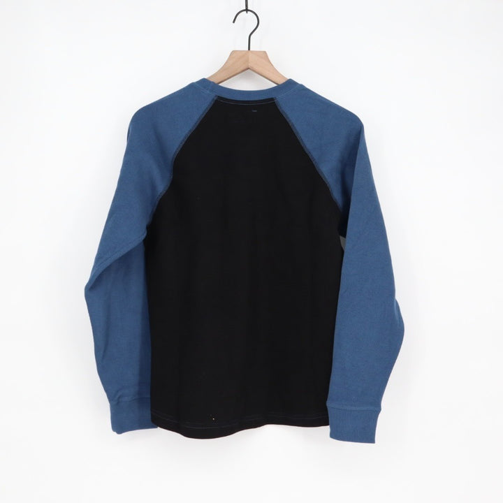 American Giant French Rib T-Shirt Mens Small Blue Black Colorblock Raglan Sleeve