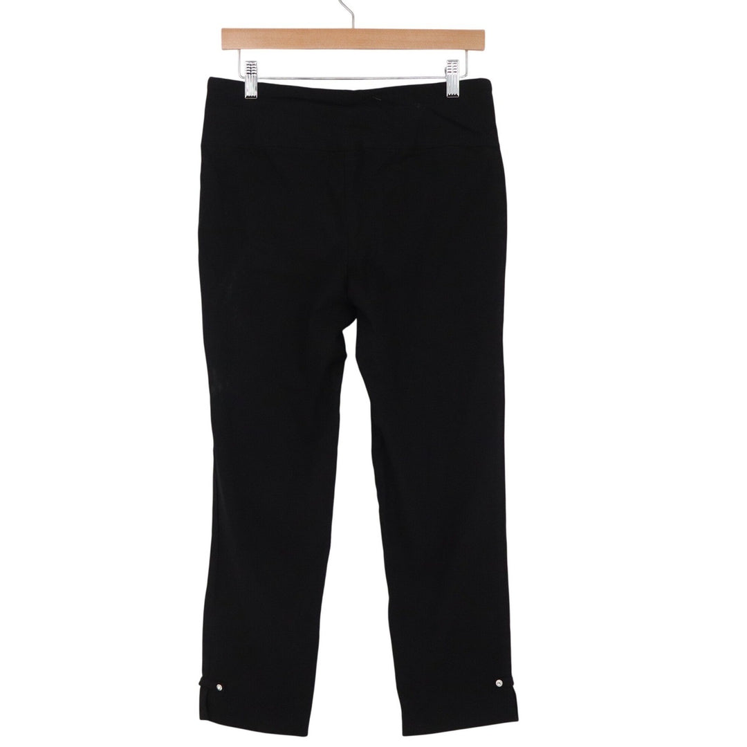 Counterparts Black Pull On Ankle Pants Rhinestone Button Hem Size M