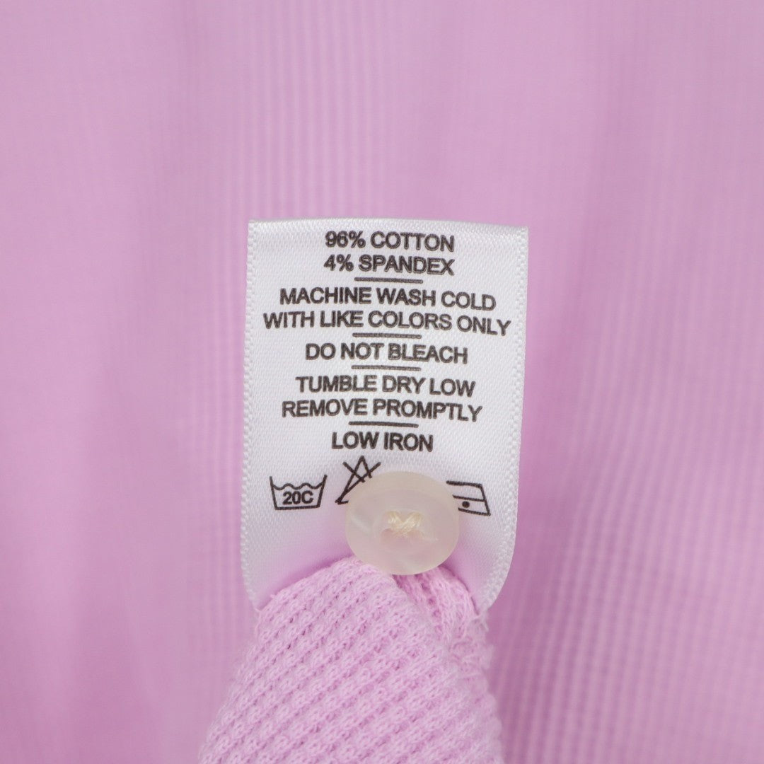 American Giant Thermal T-Shirt Womens M Pink Cotton Stretch Waffle Henley Neck