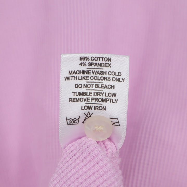 American Giant Thermal T-Shirt Womens M Pink Cotton Stretch Waffle Henley Neck