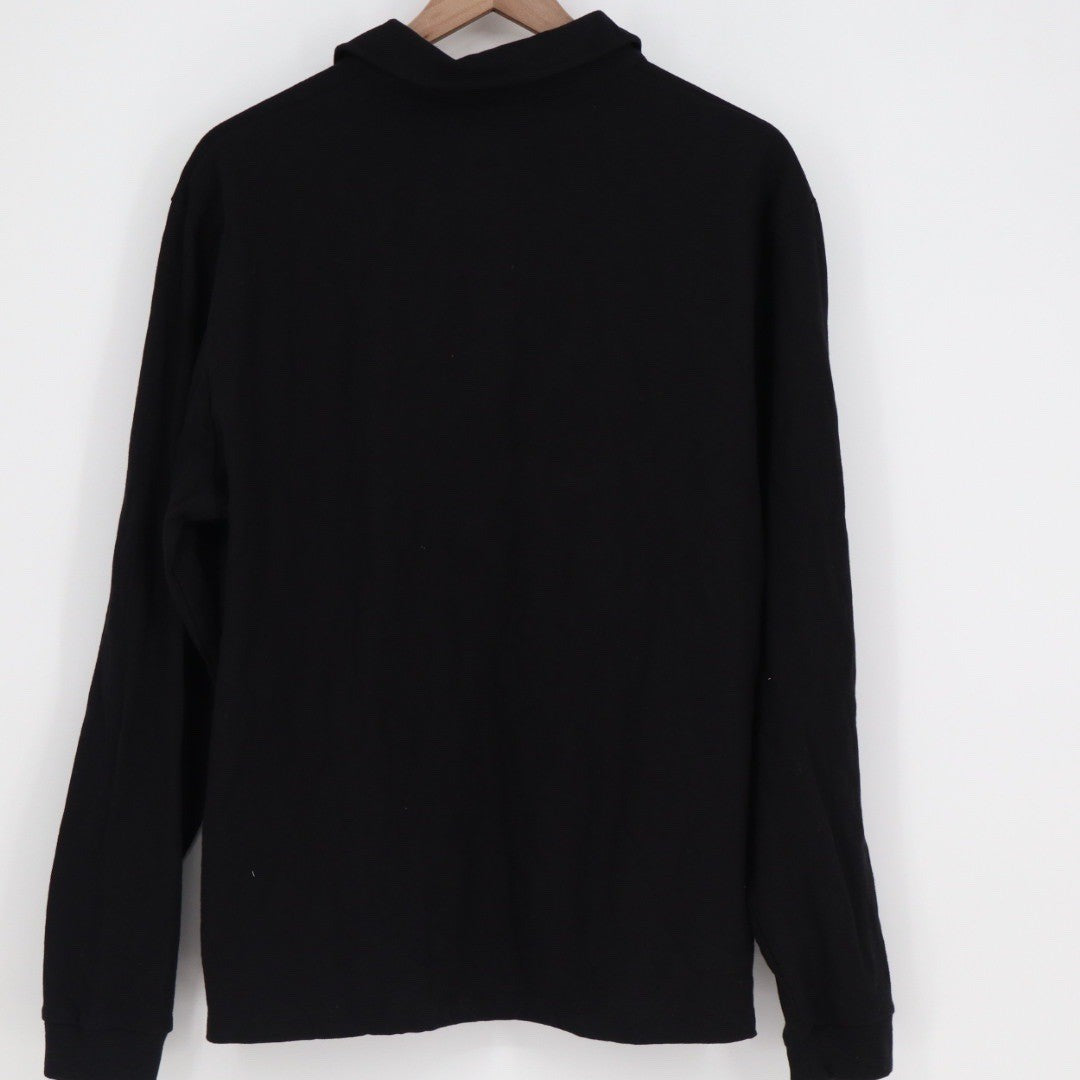 AMERICAN GIANT Mens Black Long Sleeve Polo Shirt Size L Made in USA