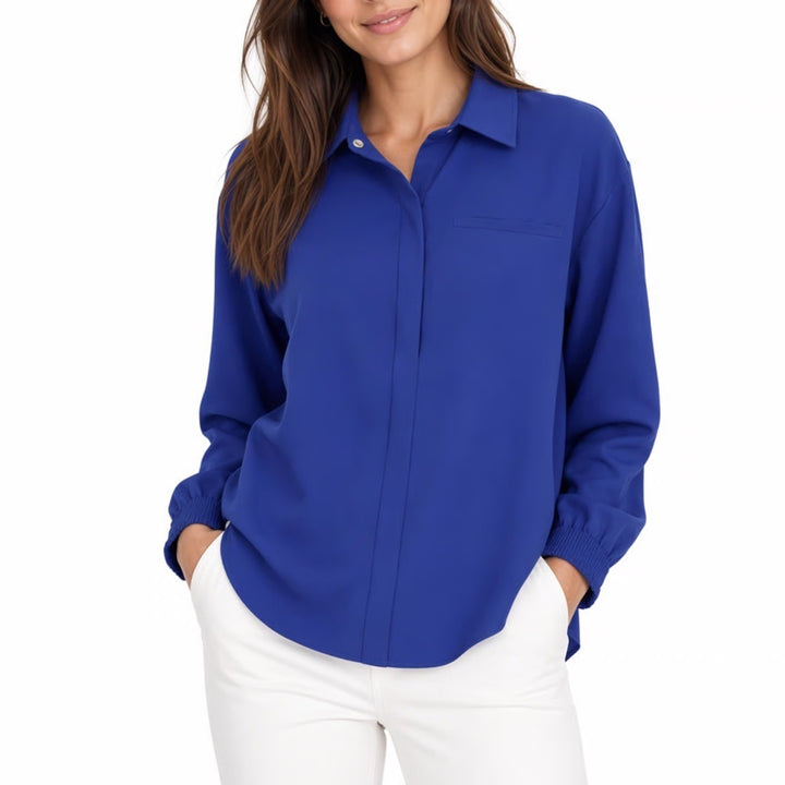Nike 24.7 Dri-FIT Womens Long Sleeve Snap Front Shirt Blue L NWT