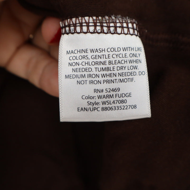 White Stag Womens Mock Neck Long Sleeve Top Warm Fudge Brown Cotton