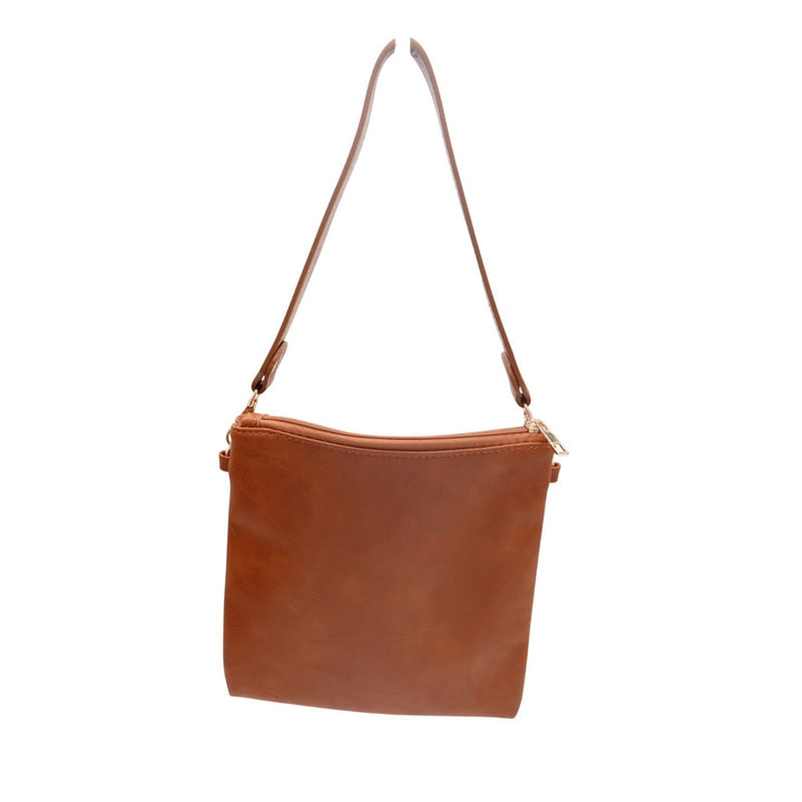 Ahdorned Double-Entry U-Shaped Womens Handbag Brown Shoulder Bag with Pouch