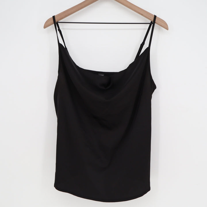 SHEIN Womens Black Cowl Neck Camisole Adjustable Spaghetti Strap Top Size L