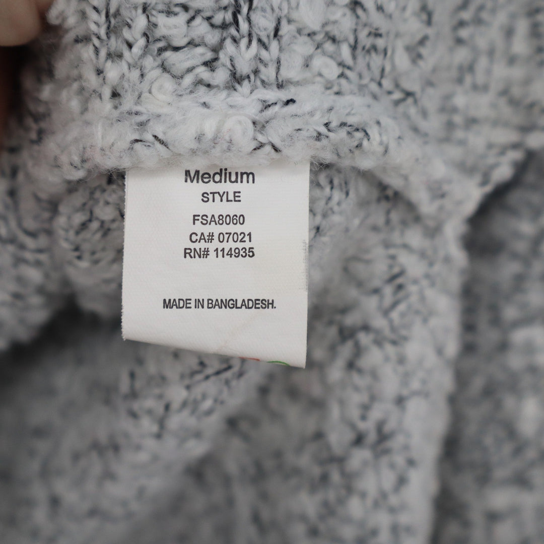 Alya Grey White Boucle Knit High Low Crewneck Sweater FSA8060 Womens Medium