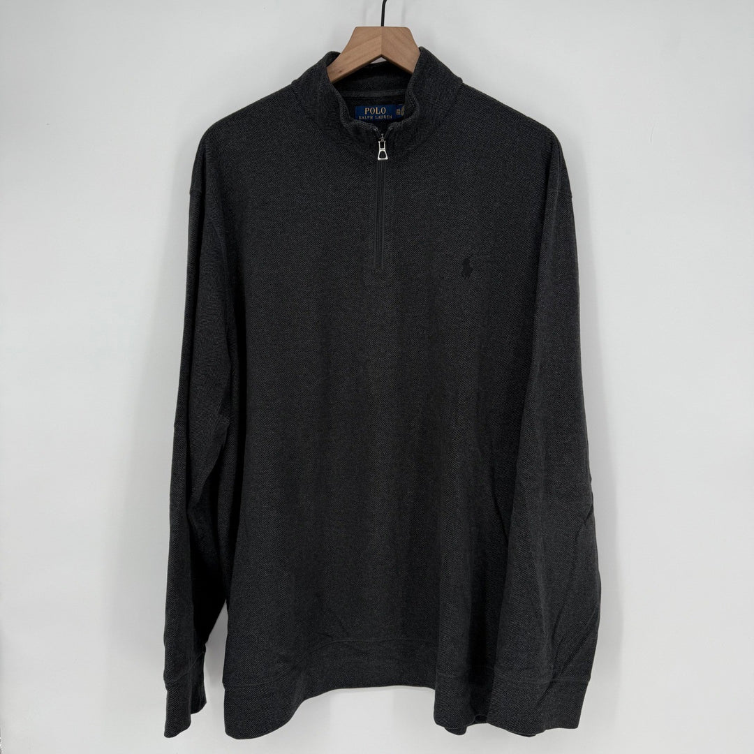 Polo Ralph Lauren Charcoal Heather Gray Herringbone 1/4 Zip Pullover Sweater