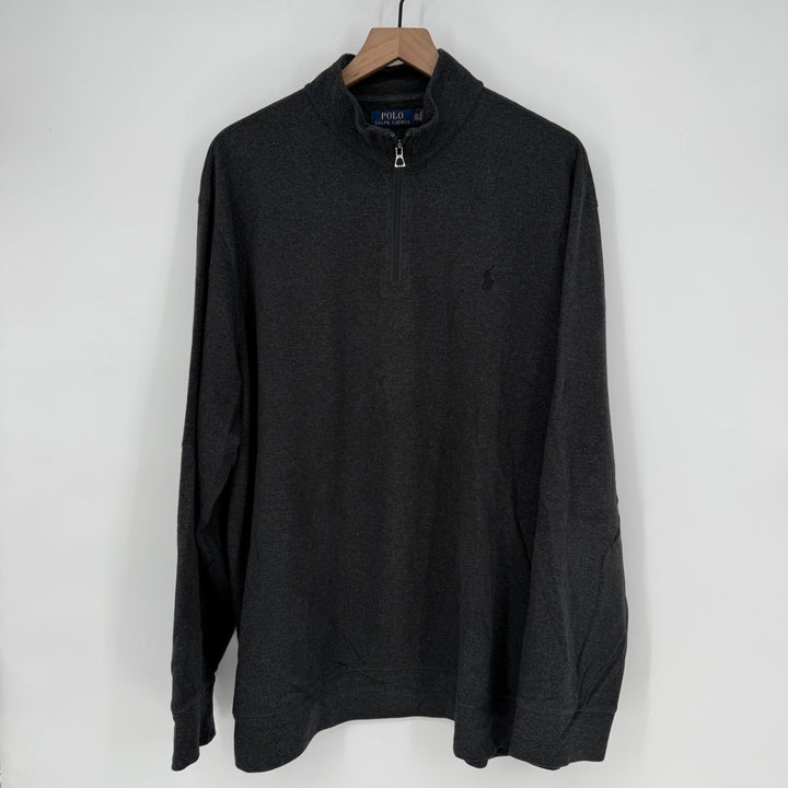 Polo Ralph Lauren Charcoal Heather Gray Herringbone 1/4 Zip Pullover Sweater