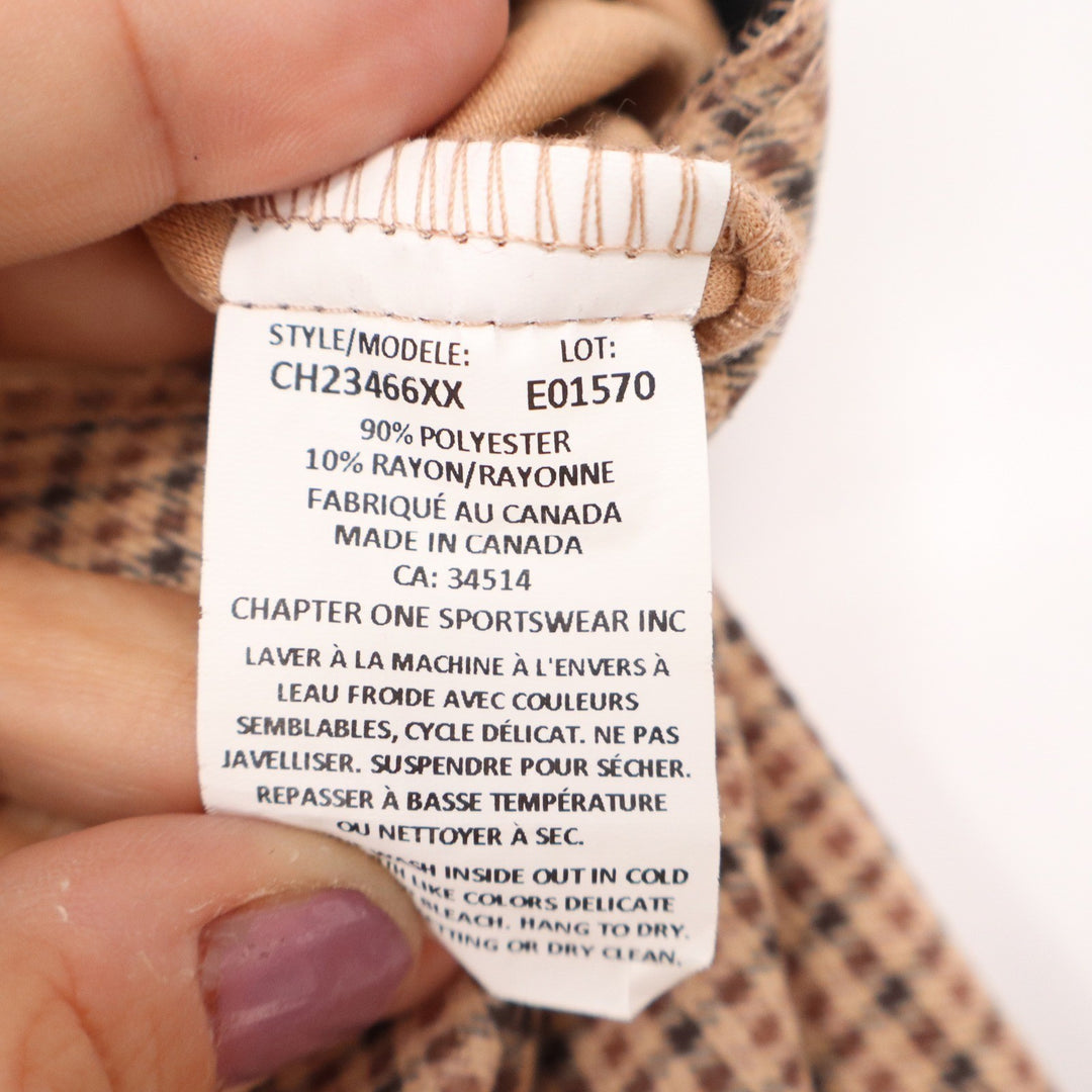 Rachel Zoe Tan Brown Micro Check Pull On Slim Leg Pants Size L