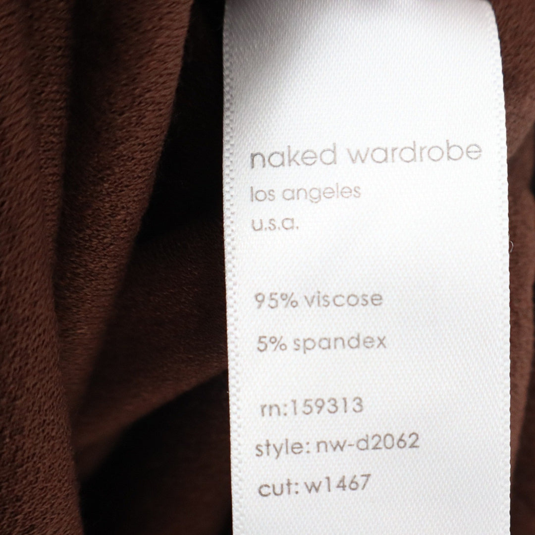 Naked Wardrobe Chocolate Brown Asymmetric Cutout Mini Bodycon Dress Large