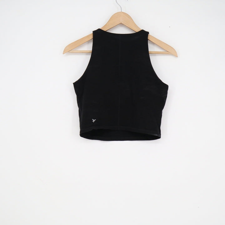 Old Navy Active PowerChill Black High Neck Crop Tank Top Go-Dry Medium