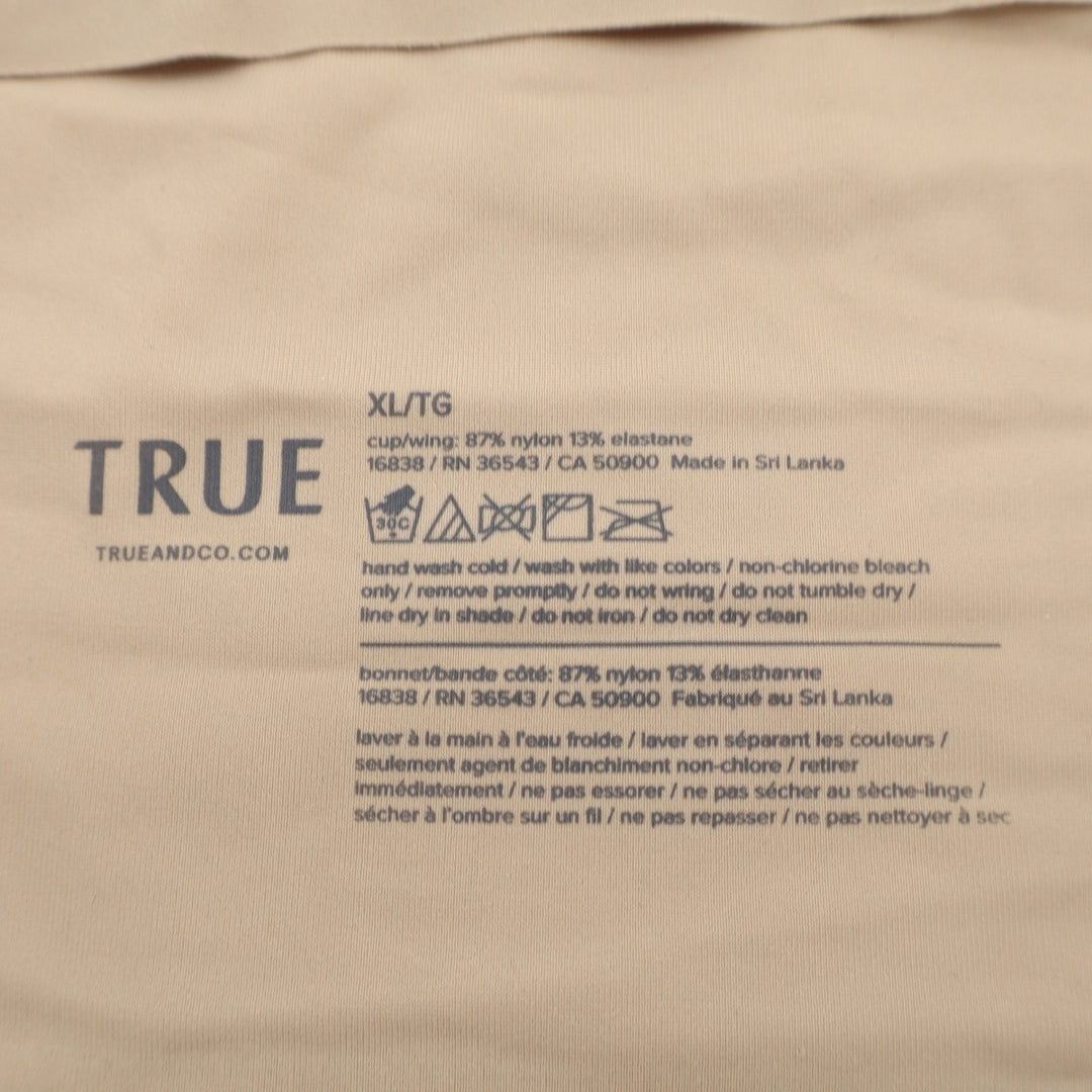 True & Co Women XL Beige Seamless Wireless Adjustable Strap Bralette