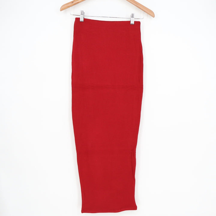 Naked Wardrobe Red Bodycon Maxi Skirt High Waisted Size M