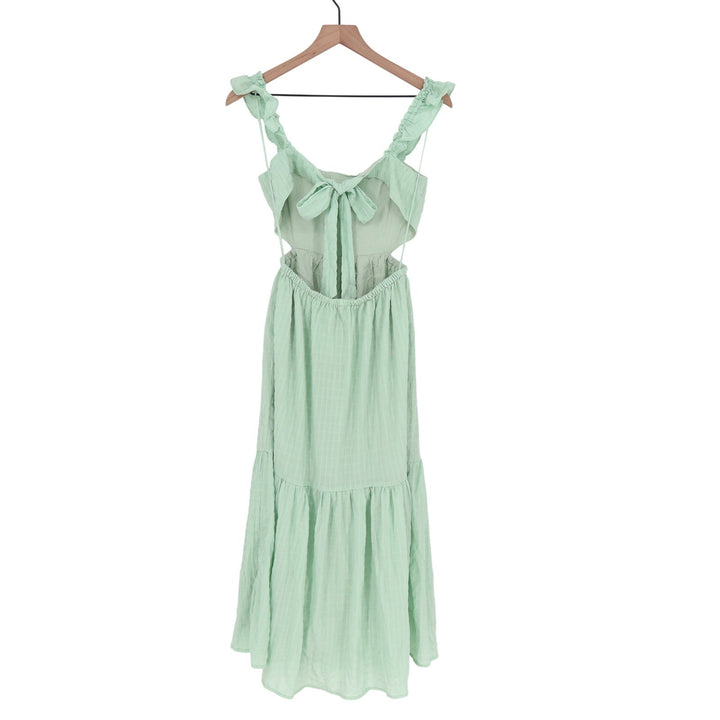 Lush Mint Green Ruffle Strap Cutout Tiered Midi Dress LD44574FCI Womens Small