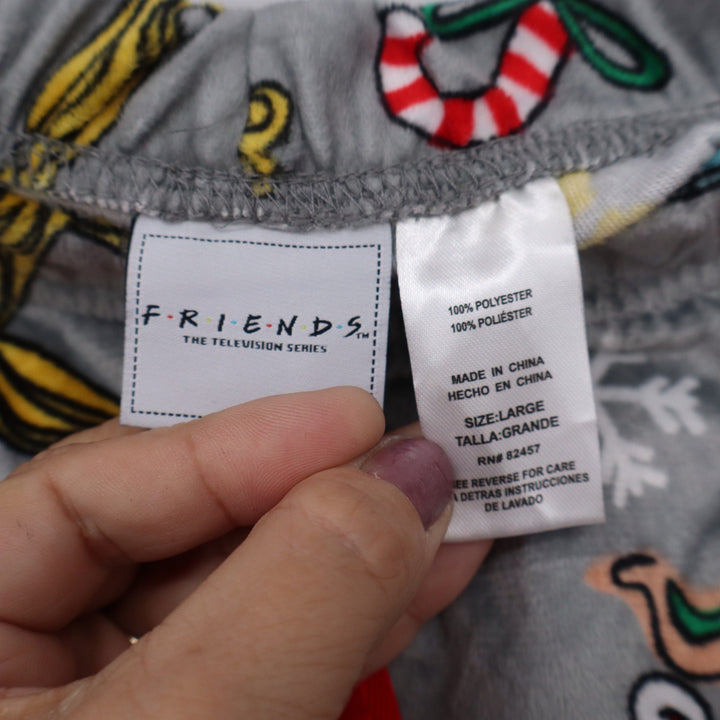 Friends TV Series Christmas Pajama Pants Gray Fleece Joggers Central Perk Large