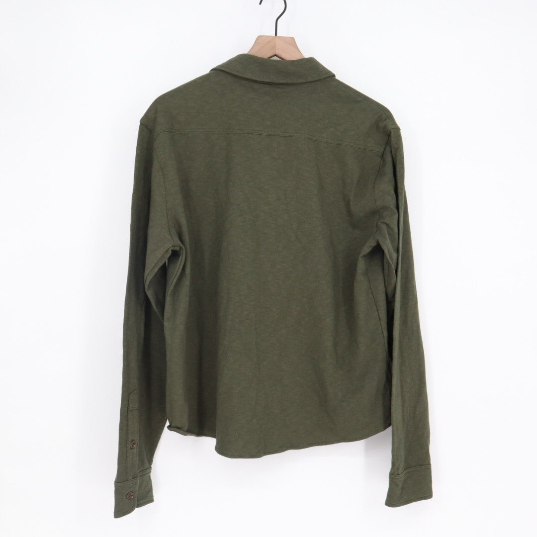 American Giant Premium Slub Shirt Men M Olive Green Cotton Long Sleeve Button Up