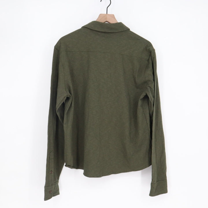 American Giant Premium Slub Shirt Men M Olive Green Cotton Long Sleeve Button Up