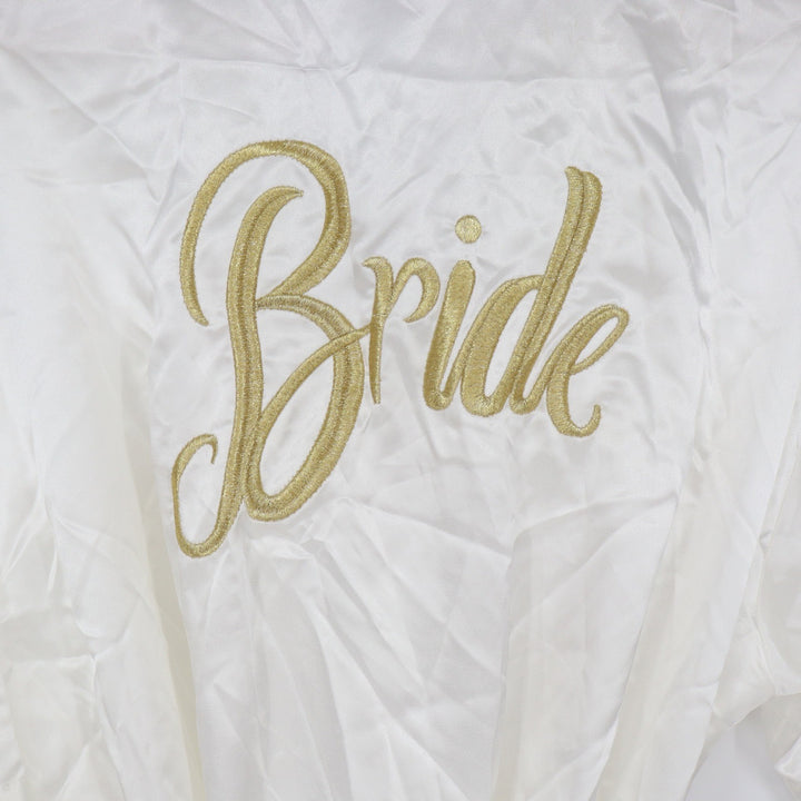Boohoo Robe Women L Metallic Embroidered Bride Ivory Satin Short New