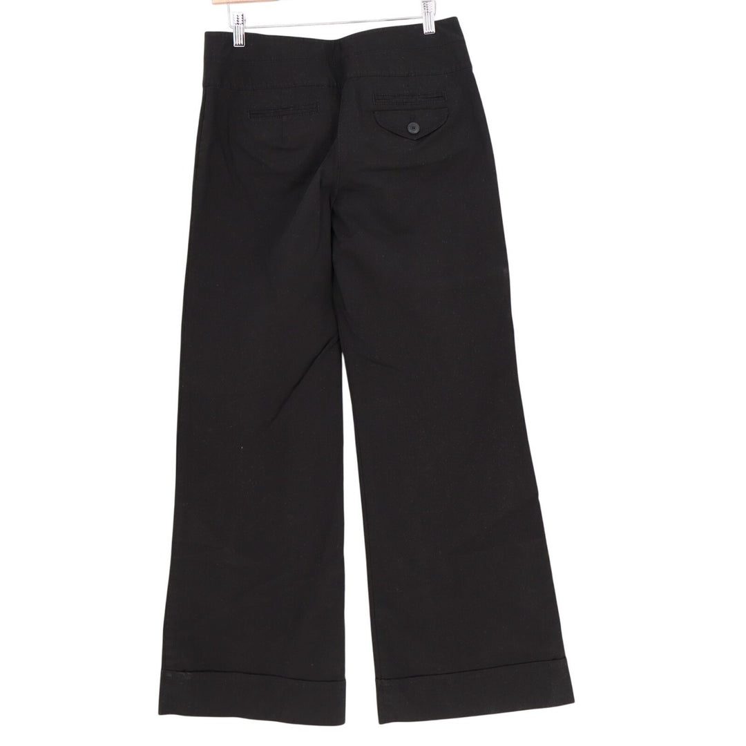 Ann Taylor Loft Ankle Pants Womens 4 Black Cotton Stretch Mid Rise Wide Leg