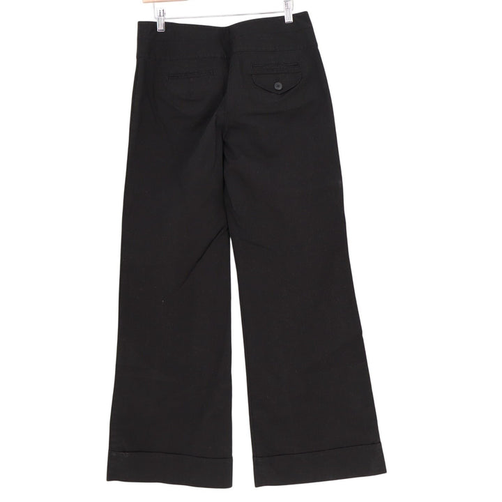 Ann Taylor Loft Ankle Pants Womens 4 Black Cotton Stretch Mid Rise Wide Leg