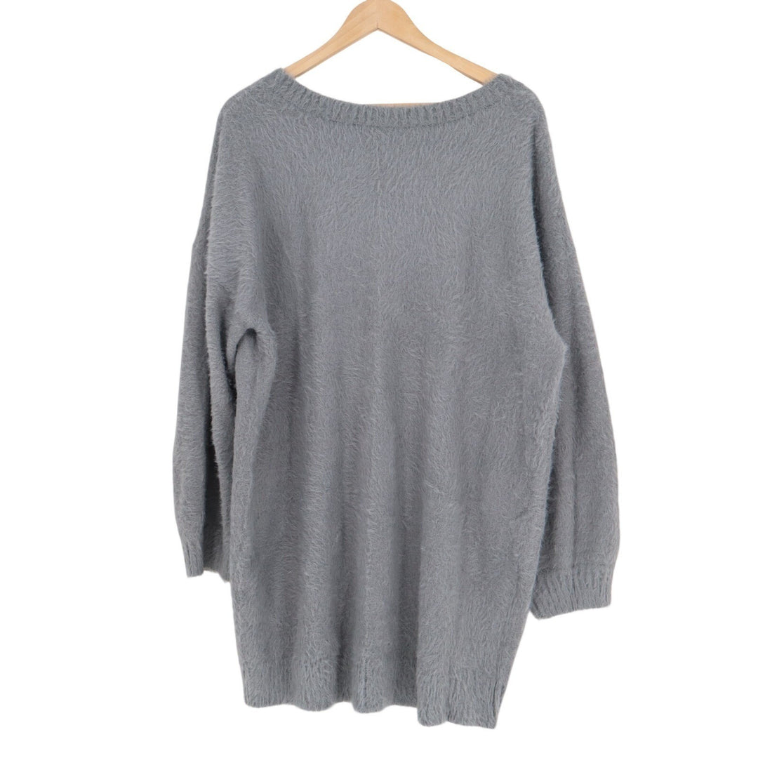 Sweater Womens XL Charcoal Gray Drop Shoulder Long Sleeve Round Neck Pullover
