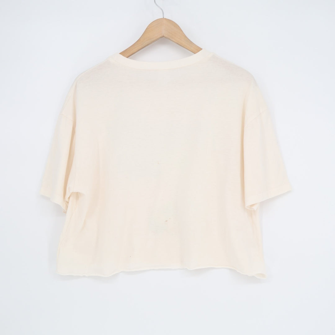 No Boundaries Crop T Shirt Womens L(12-14) White Poolside Club Graphic Crew Neck