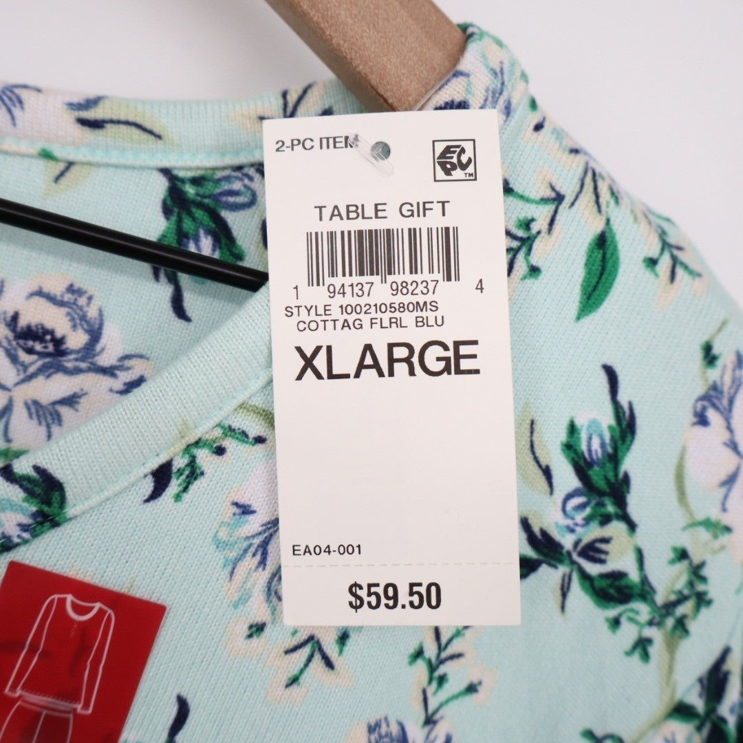Charter Club Intimates 2-PC Pajamas Set Womens XL Blue Floral Stretch Straight