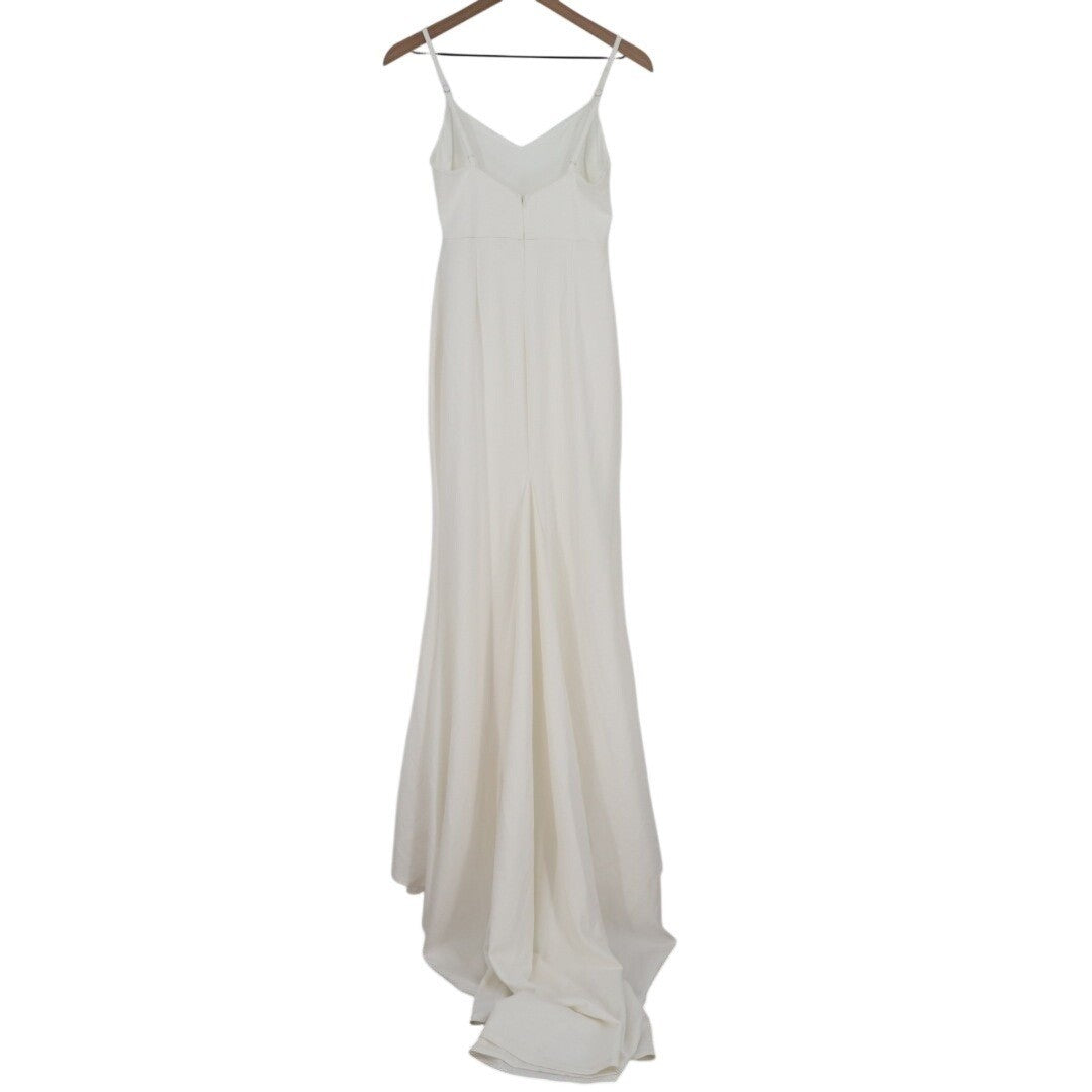 Lulus Maxi Dress Women Small White Stretch Sleeveless Lace Trim V-Neck Back Zip