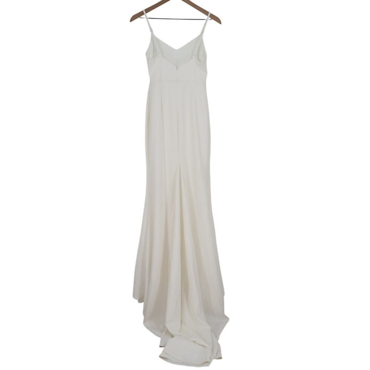 Lulus Maxi Dress Women Small White Stretch Sleeveless Lace Trim V-Neck Back Zip