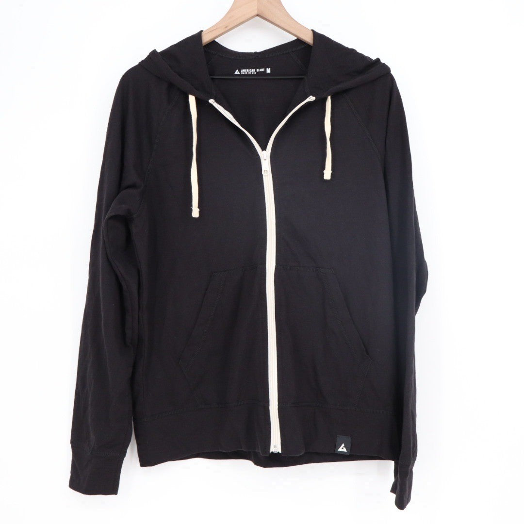 American Giant Black Full Zip Hoodie Sweatshirt Made in USA Medium