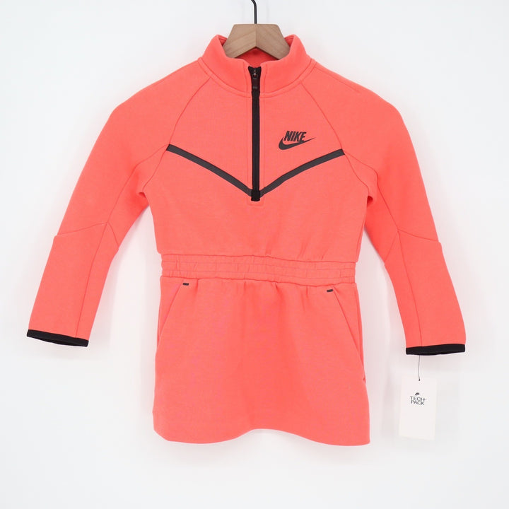 Nike Girls Tech Pack Fleece Quarter Zip Dress Magic Ember Pink Size 5