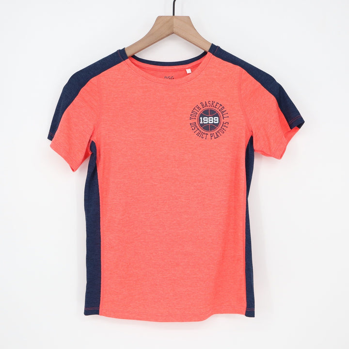 DSG Boys Pieced Graphic Movement Tee Cabana Coral Orange Navy Blue Size M 10-12