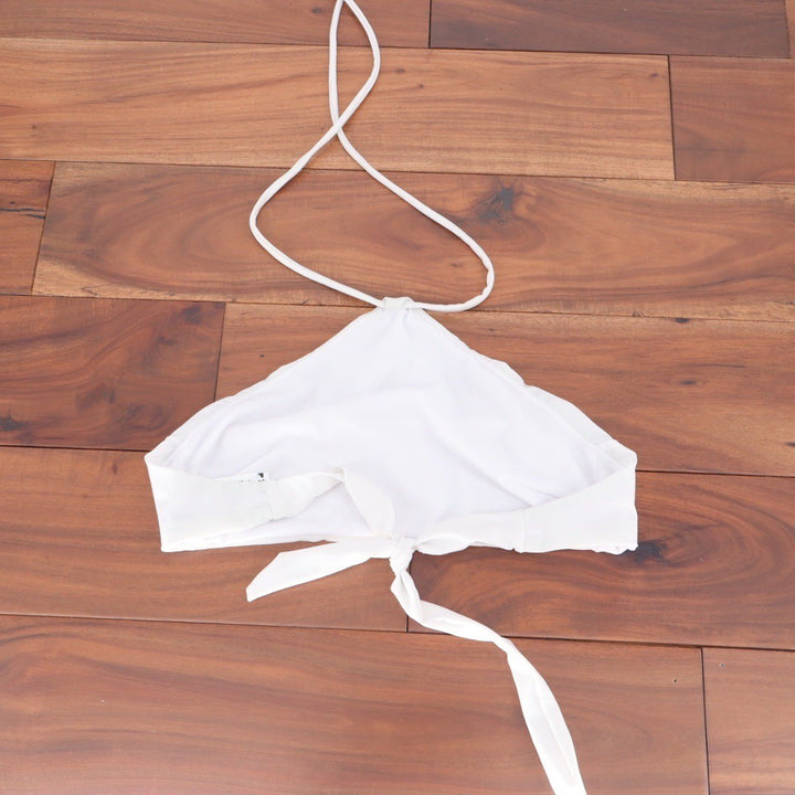 ASOS DESIGN White Halter Neck Triangle Bikini Top Tie Back Size US 2