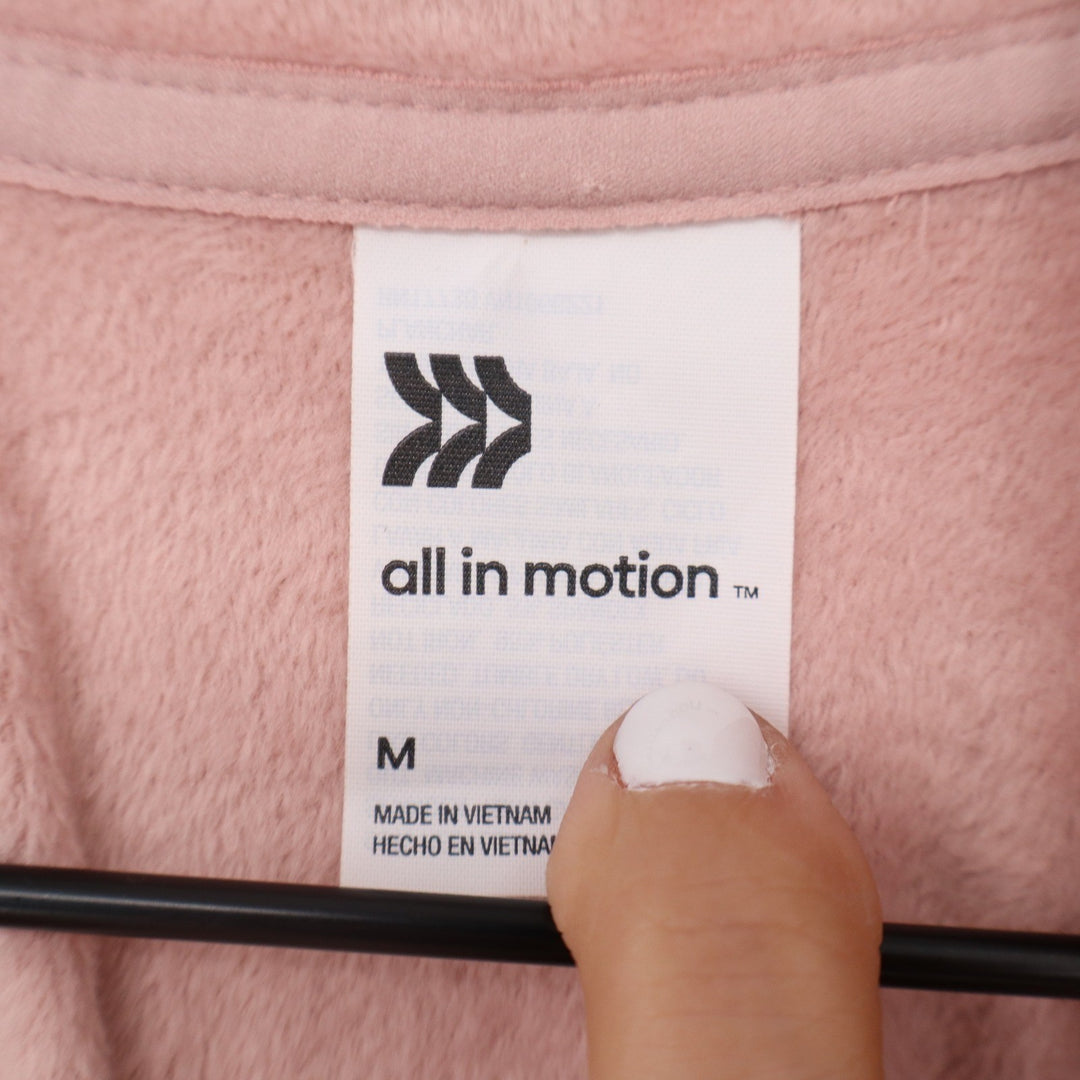 All In Motion Womens Pink Textured Cord Fleece Pullover Hoodie Medium Thumbholes