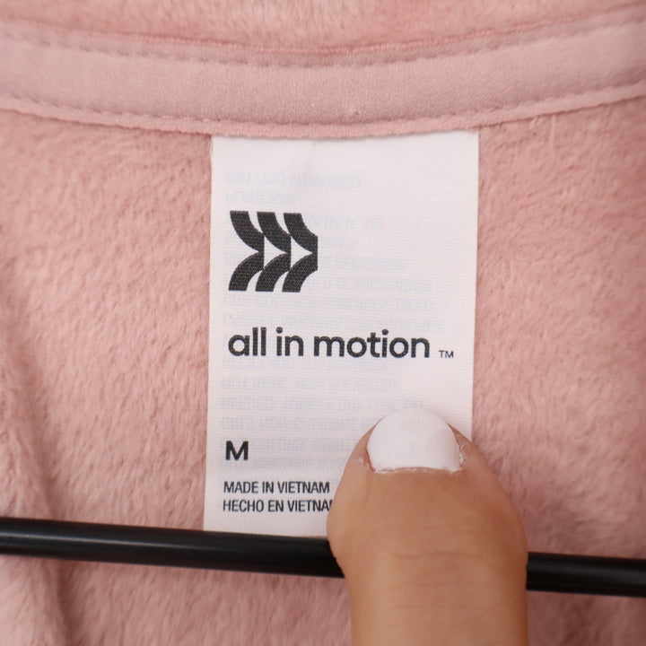 All In Motion Womens Pink Textured Cord Fleece Pullover Hoodie Medium Thumbholes