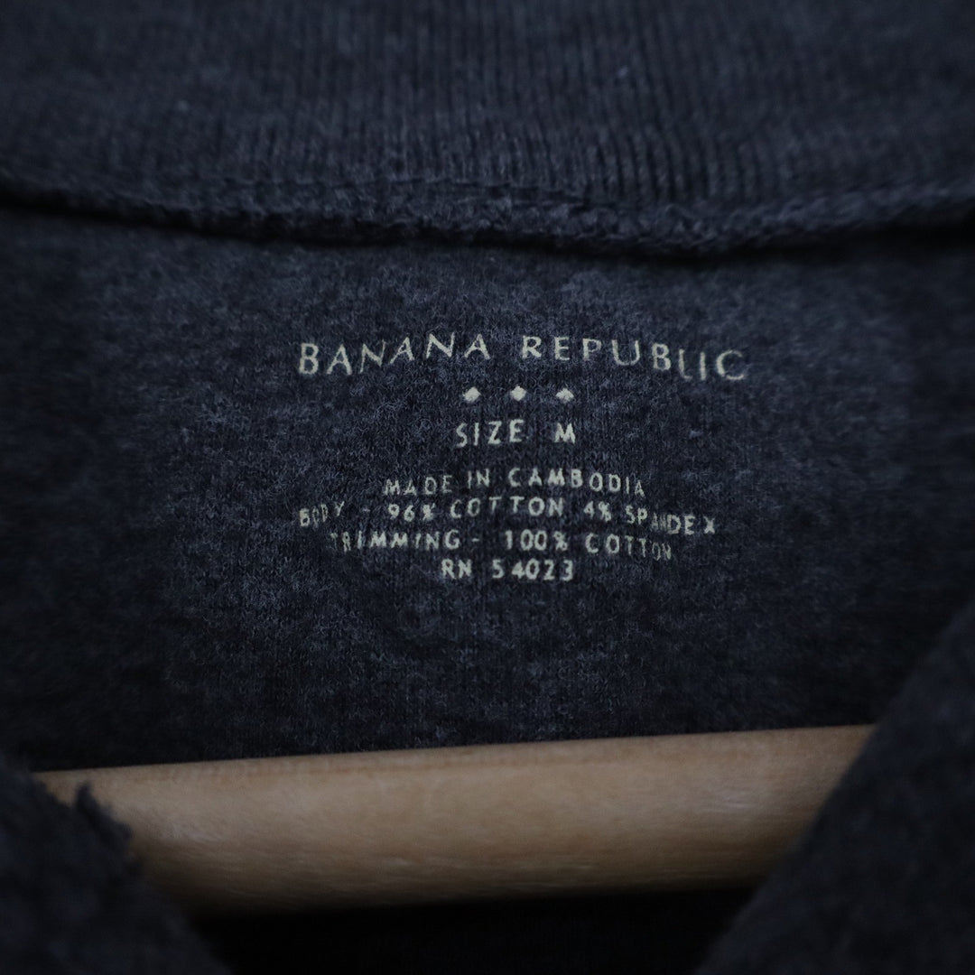 Banana Republic Womens M Charcoal Gray Shawl Collar Button Henley Sweatshirt