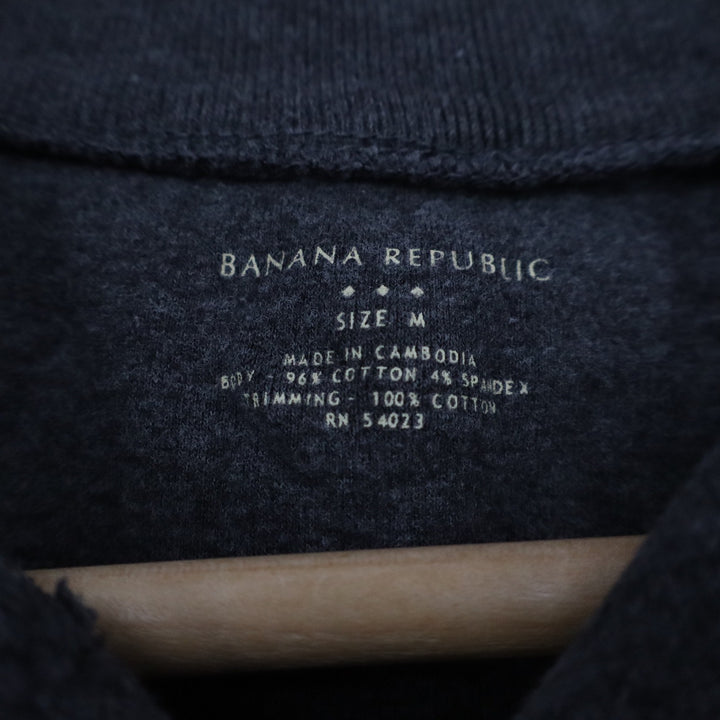 Banana Republic Womens M Charcoal Gray Shawl Collar Button Henley Sweatshirt