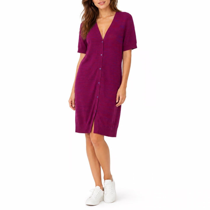 Torrid Purple Space Dye Pointelle Longline Cardigan Short Sleeve Size XL