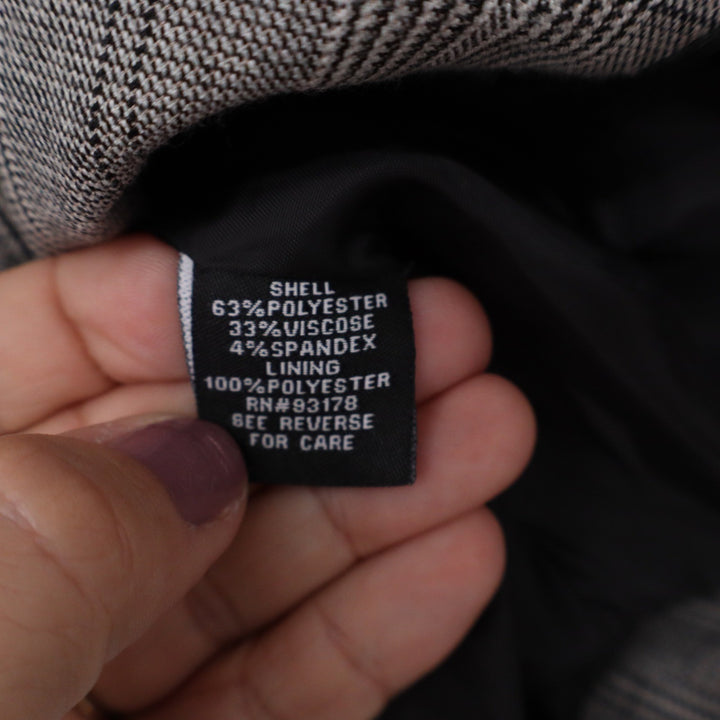 Premise Studio Petite Grey Glen Plaid Collarless Single Button Blazer 6P 10891