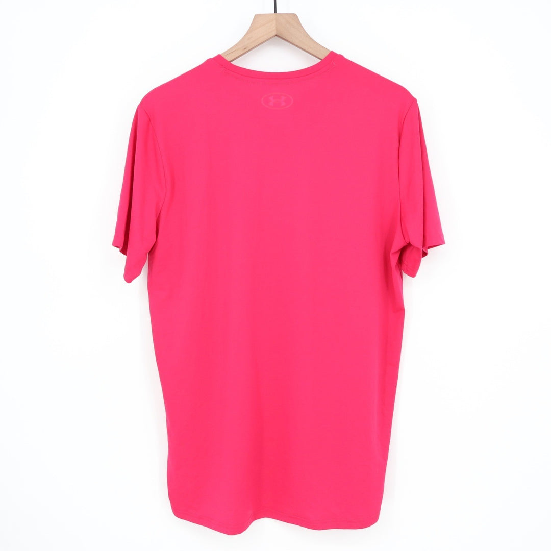 Under Armour Rush Mens Medium Pink Short Sleeve Loose Fit Athletic Tee