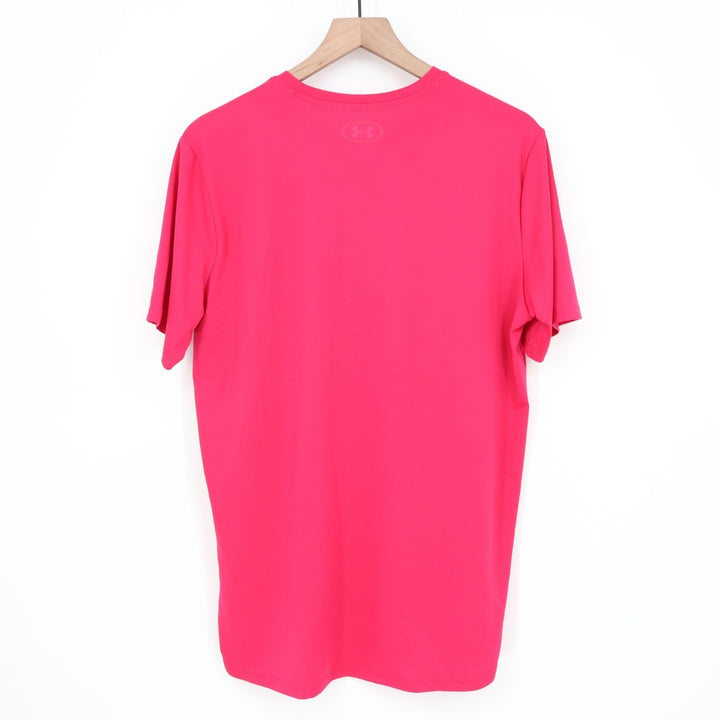 Under Armour Rush Mens Medium Pink Short Sleeve Loose Fit Athletic Tee