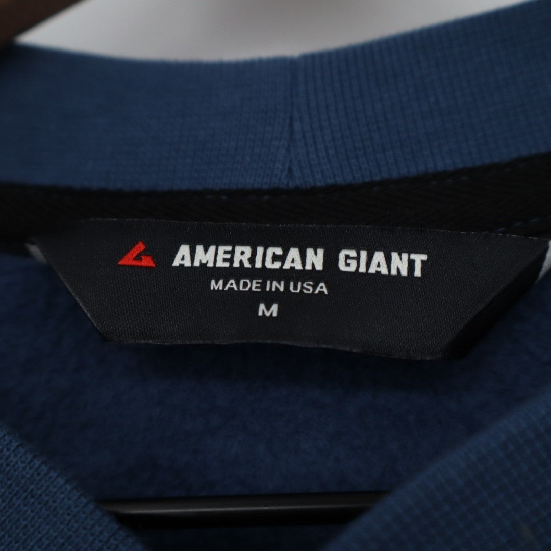 American Giant Midweight T-Shirt Mens M Navy Cotton Snap Henley Raglan Sleeve