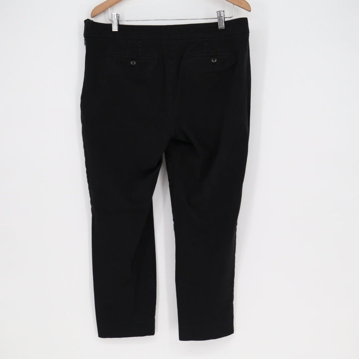 Talbots Chatham Ankle Pants Womens 14 Black Cotton Stretch Welt Pockets Straight
