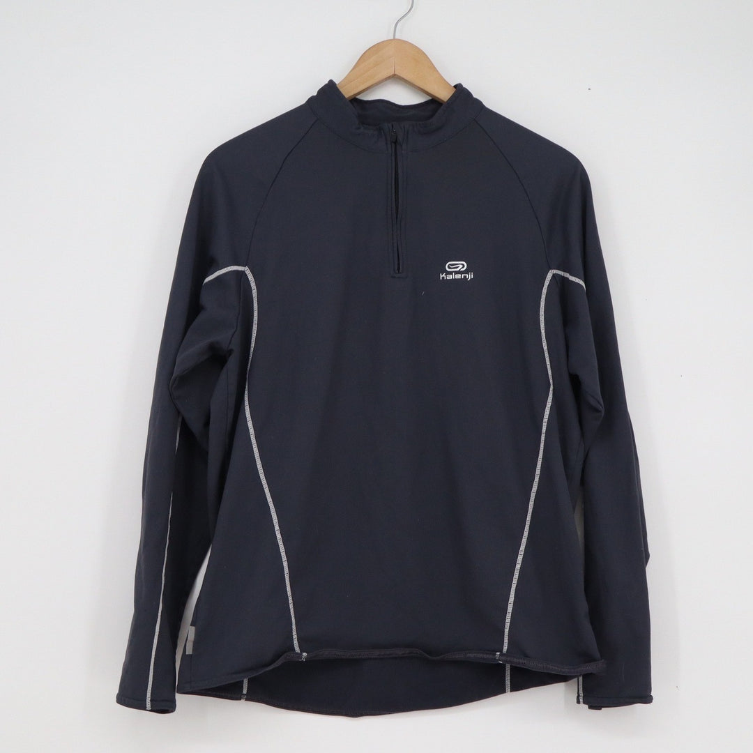 Kalenji Mens Black Quarter Zip Running Top Long Sleeve Athletic Pullover