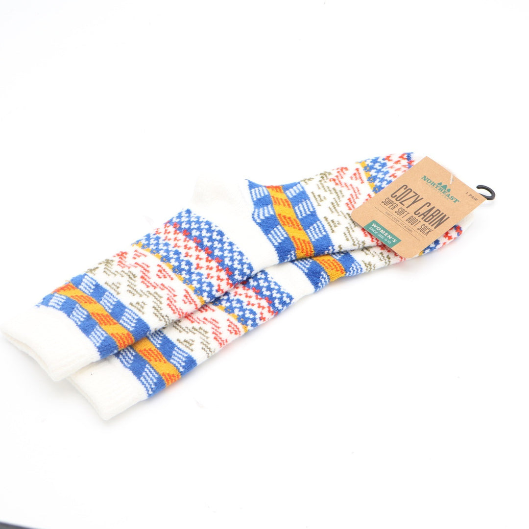 Northeast Outfitters Cozy Cabin Super Soft Boot Socks Womens 5-10 Cream Multi