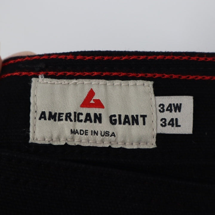 American Giant Roughneck Straight Jeans Mens 34x34 Black Canvas Cotton Stretch