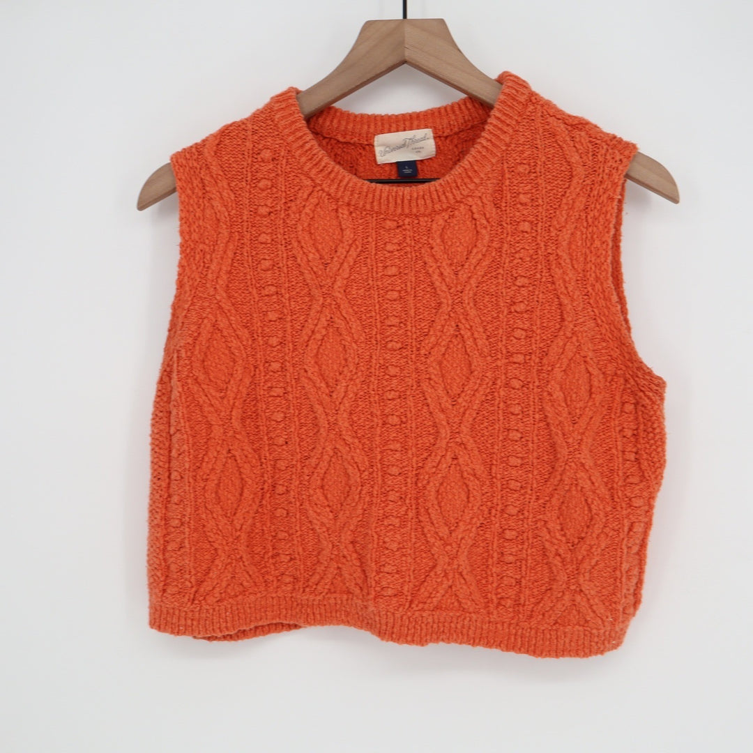 Universal Thread Orange Cable Knit Cotton Sweater Vest Womens Large KLQ 023