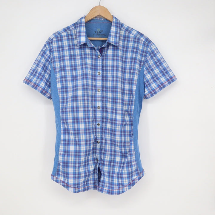 Kuhl Womens Blue Plaid Short Sleeve Button Down Hiking Shirt XL RN