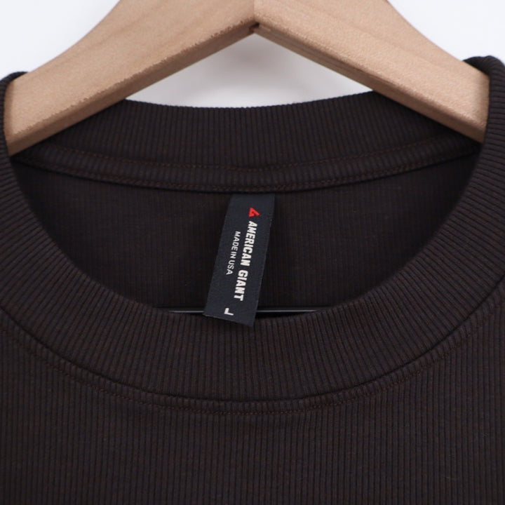 American Giant Women's Rib Crew Tee Black Size L Made in USA